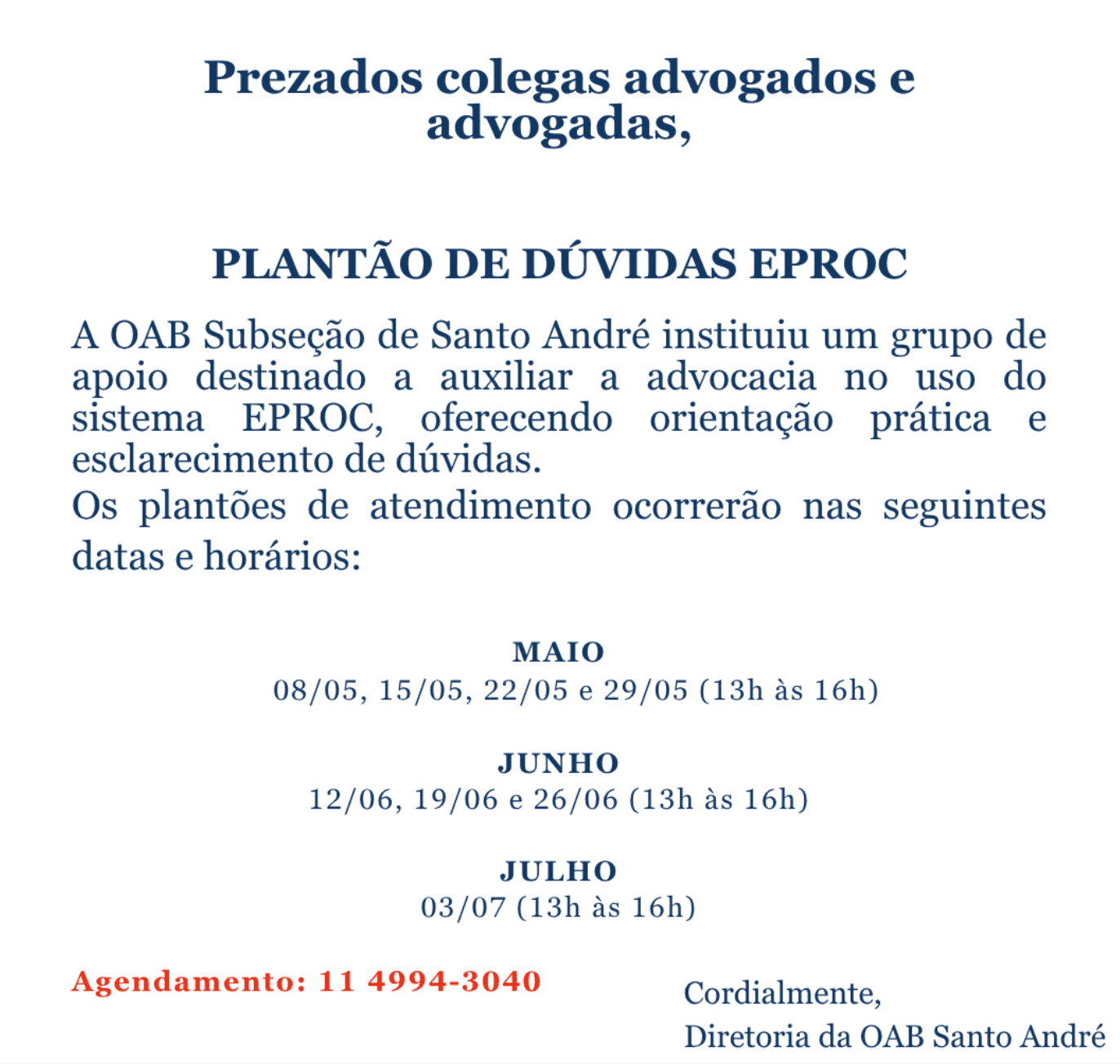 📙 Plantão de Dúvidas Eproc I (MAI/JUN/JUL)
