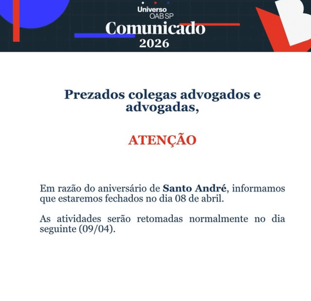 Comunicado: Aniversário de Santo André
