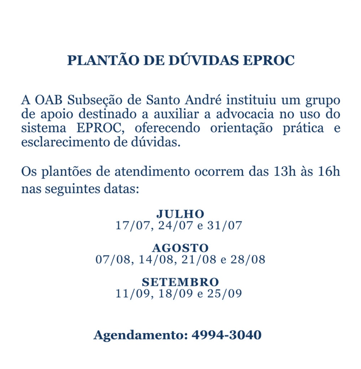 📙 Plantão de Dúvidas Eproc V (JUL-AGO-SET)
