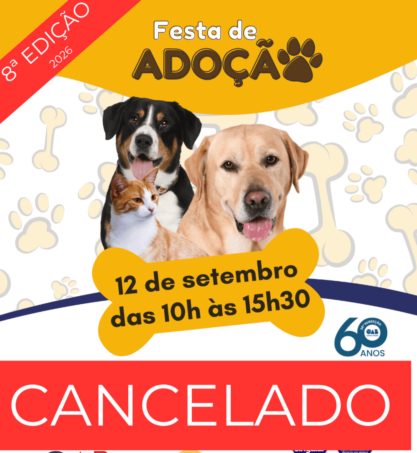 [ EVENTO CANCELADO ] 🐾 8ª edição da Festa de Adoção da OAB Santo André