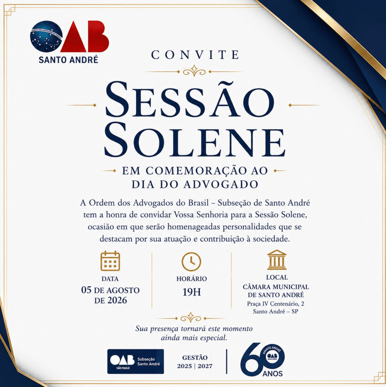 Sessão Solene em Comemoração ao Dia do Advogado