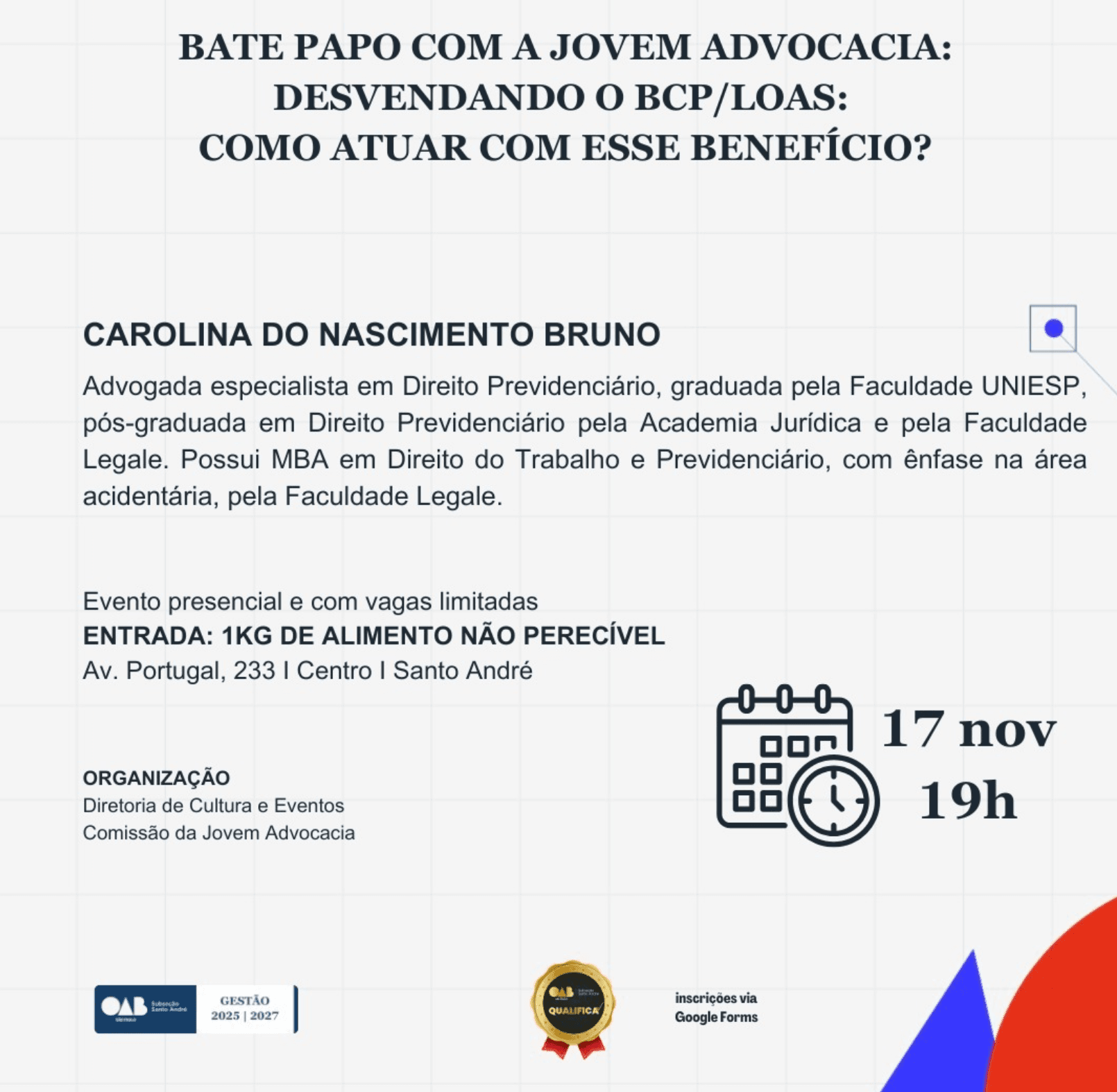 Bate papo com a Jovem Advocacia: Desvendando o BCP/LOAS: como atuar com esse benefícios?